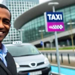 un chauffeur devant son taxi apres les manifestations a Rennes